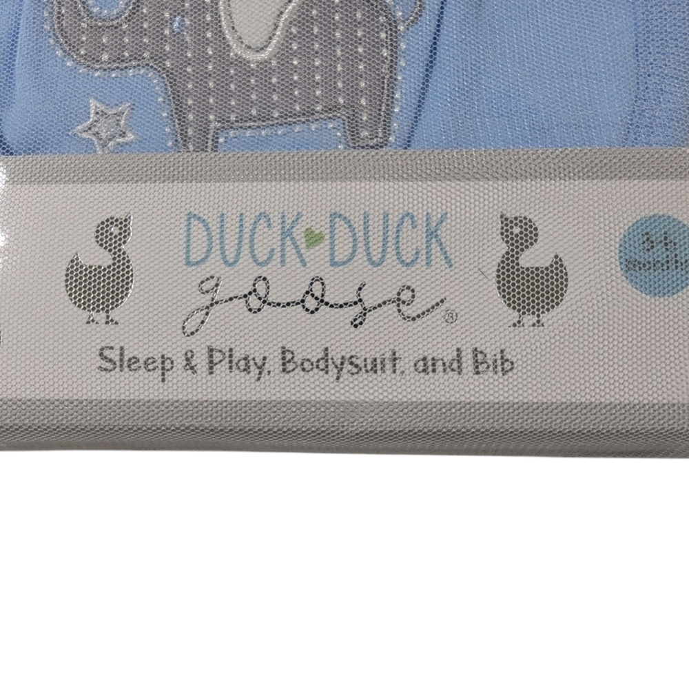 Duck Duck Goose Baby Sleep And Play Bodysuit Set And Bib - Size 3-6 Months - Picture 2 of 6